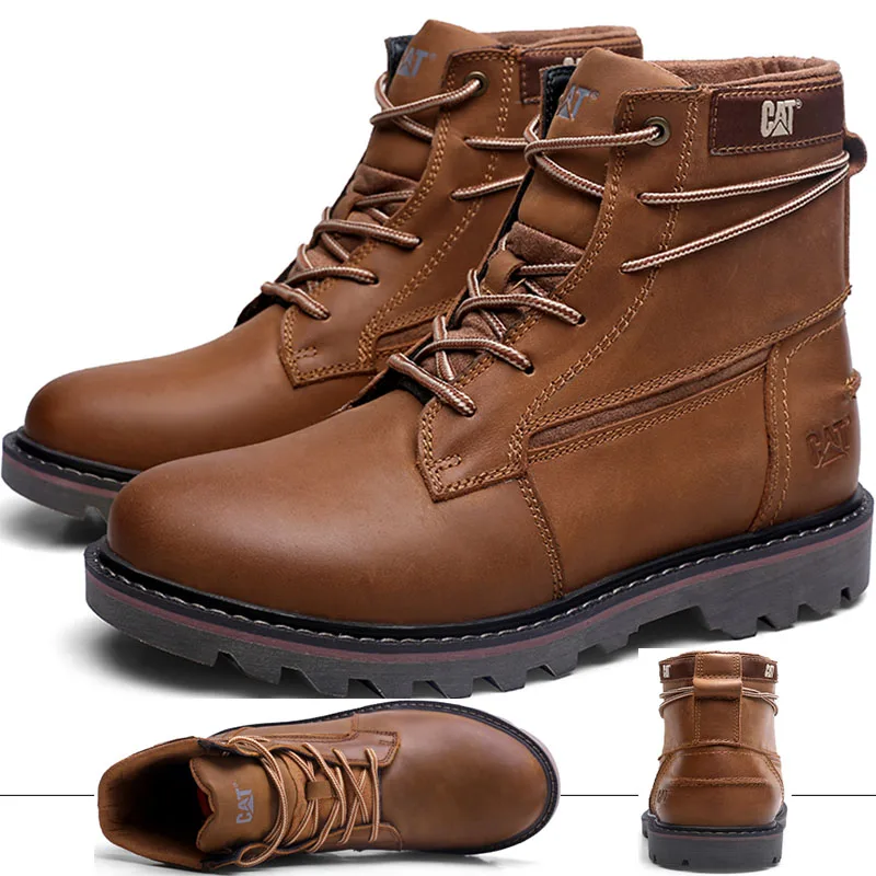 Мужские водонепроницаемые ботильоны из натуральной кожи коричневые ботинки