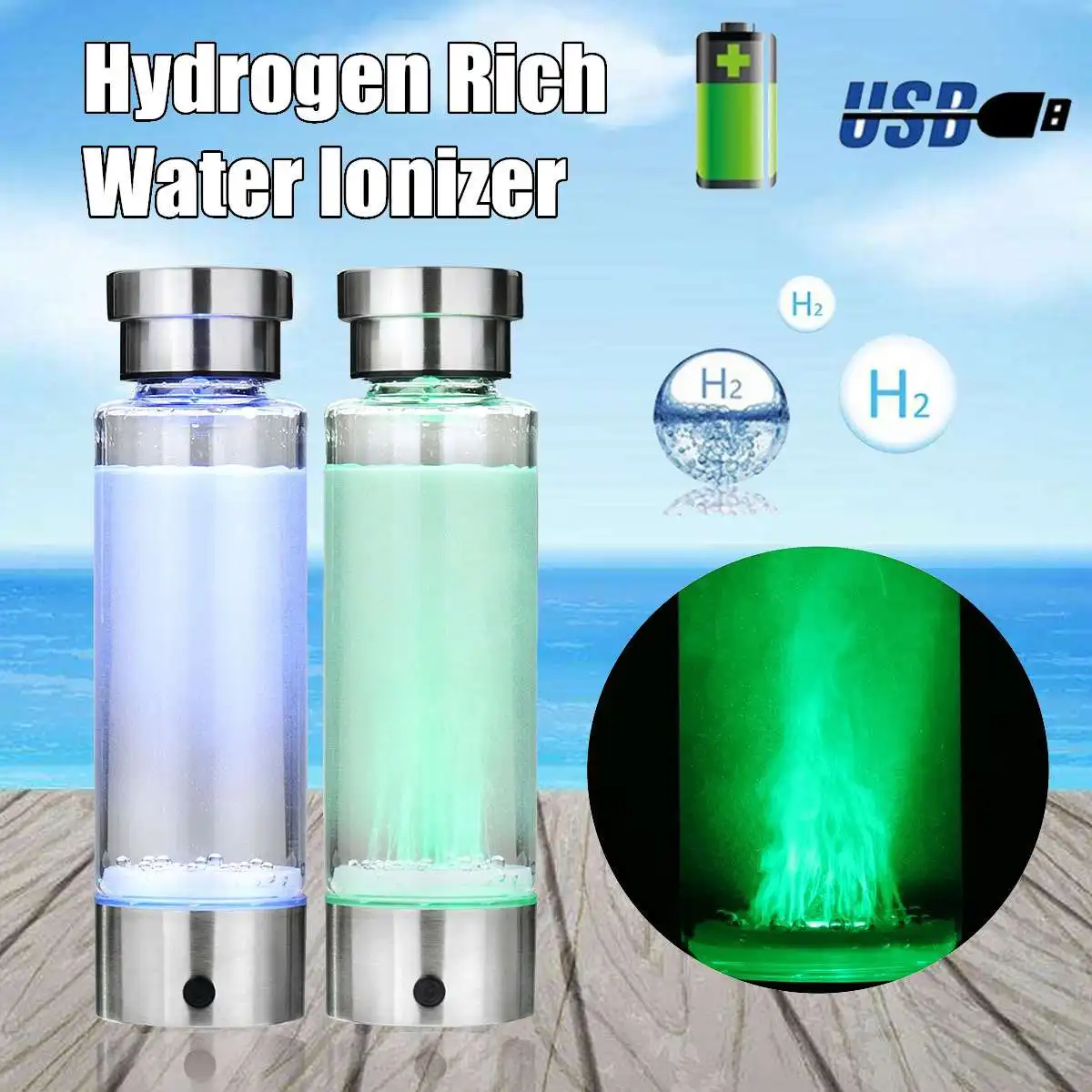 Водородная бутылка для воды lonizer щелочной генератор портативный воды FilterCup USB Перезаряжаемый антивозрастной дропшиппинг