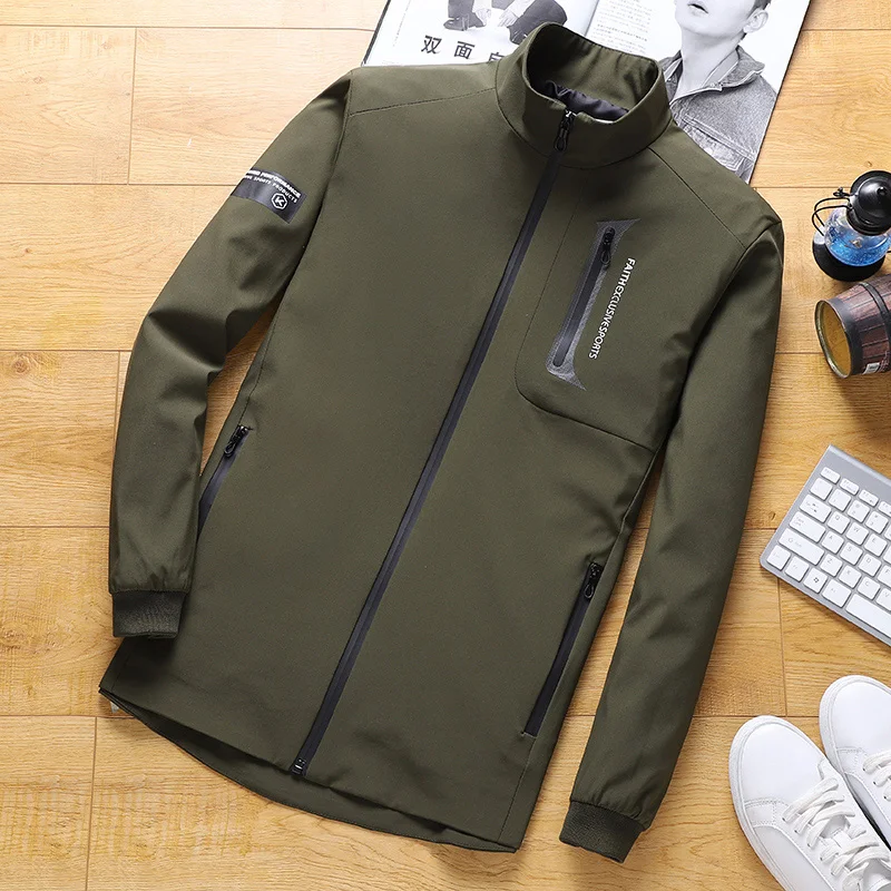 Мужская ветрозащитная куртка черная Повседневная большого размера весна-осень