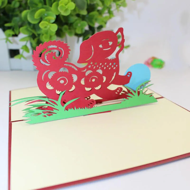 Год Собаки поздравительная открытка праздник ручной работы милая собака