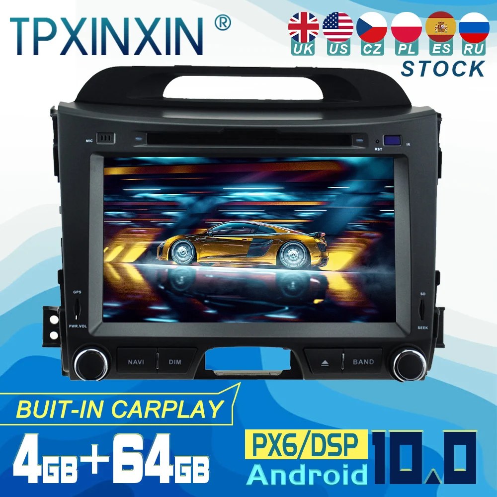 

For Kia Sportage 2010-2016 Android 10 Carplay Radio Player Car GPS Navigation Head Unit Car Stereo WIFI DSP BT