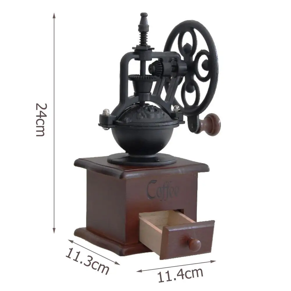 

Classical Wooden Manual Coffee Grinder Hand Cast iron Retro Handmade Coffee Beans Spice Mini Burr Mill Grinders Kitchen Tool