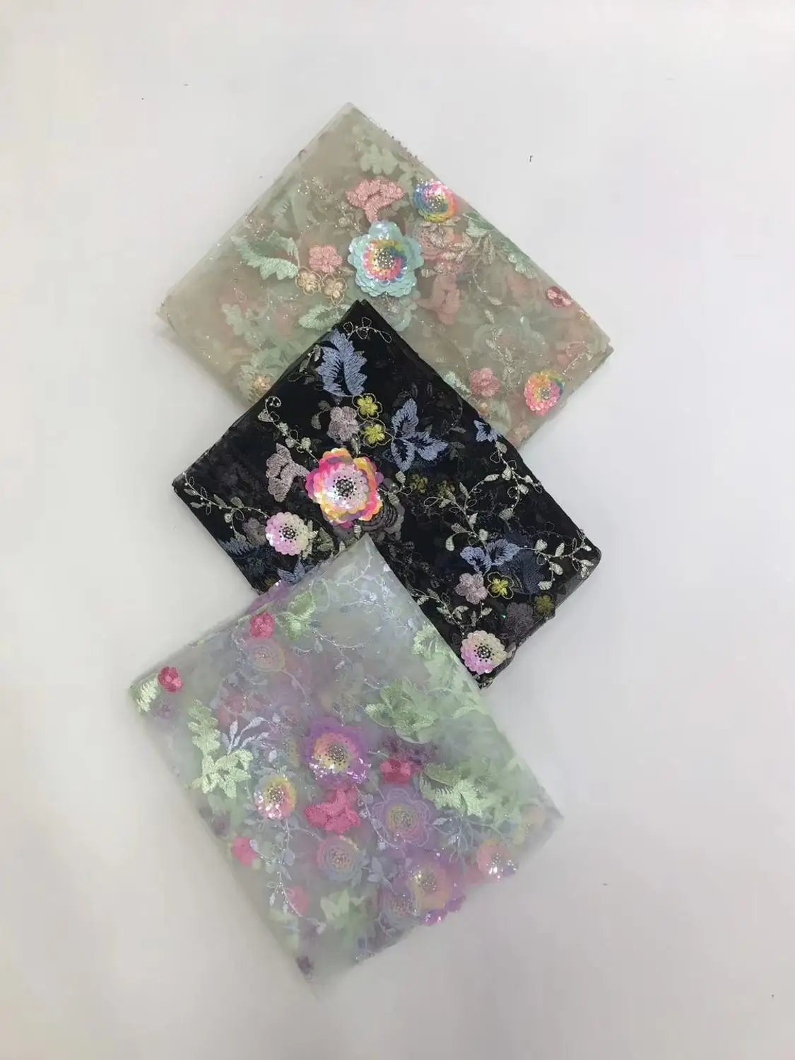 

Newcoming dreamy flowers style embroidered beads tube mesh lace fabric 5yards net tulle lace for party dress DPDE111