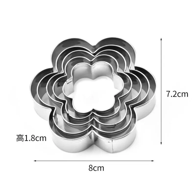 

5 pcs/Set Flower Shape Cookie Cutter Stamp Sugarcraf Decoration Cake Tools Biscuit Mold Christmas Cutter Fondant Decorating Tool