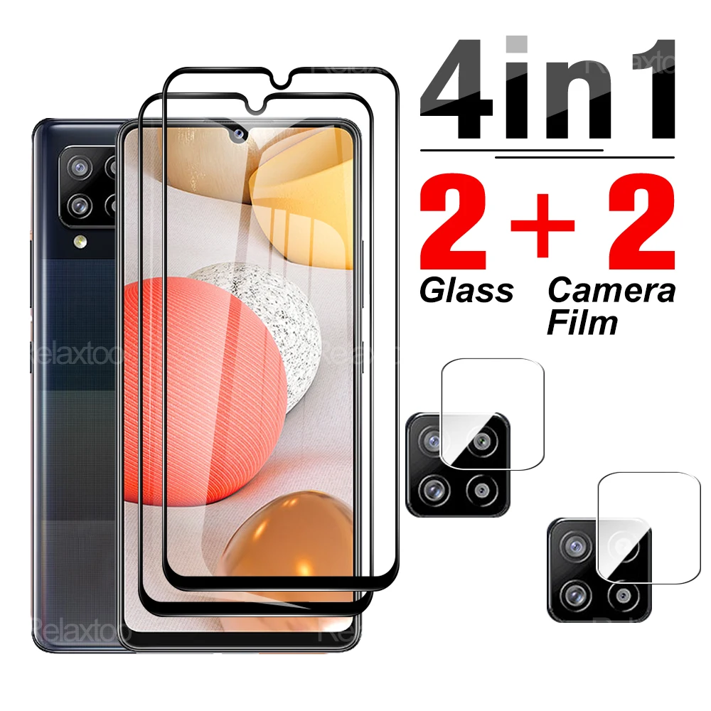 

4 in1 закаленное стекло объектива камеры Защитная крышка смартфон для Samsung Galaxy A42 5G 42 5g прозрачный защитный экран из закаленного стекла