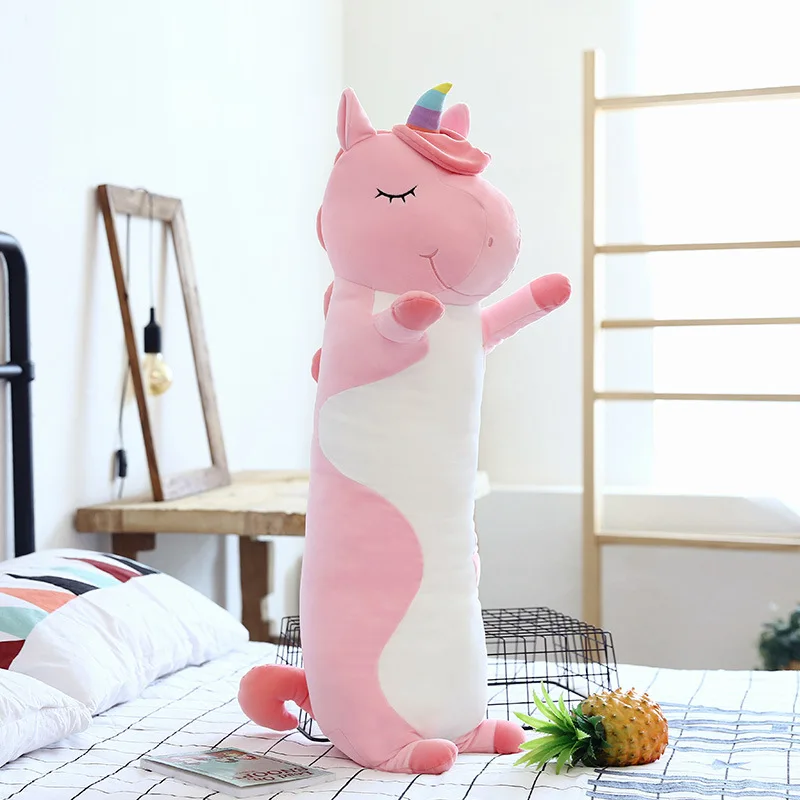 Милая кошка подушка маленький динозавр Единорог тело длинная супер мягкая