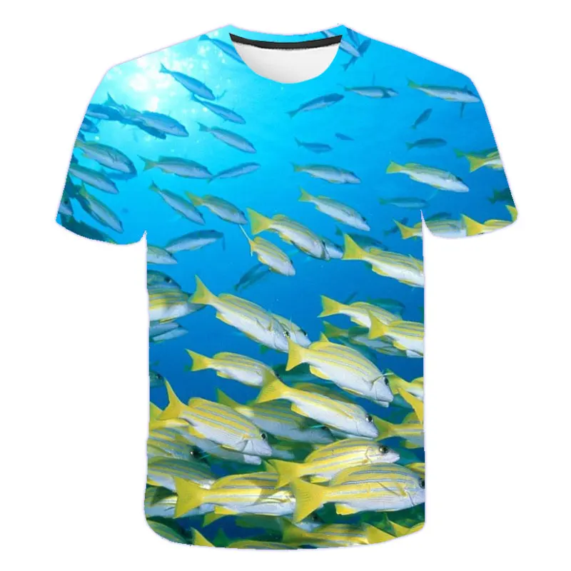 

2021 Summer The Latest Fish Outdoor T-shirt Fishing Men 3d Cool Print Fishing Men Short Tops Ocollar Casual Men Fishing T-shirt