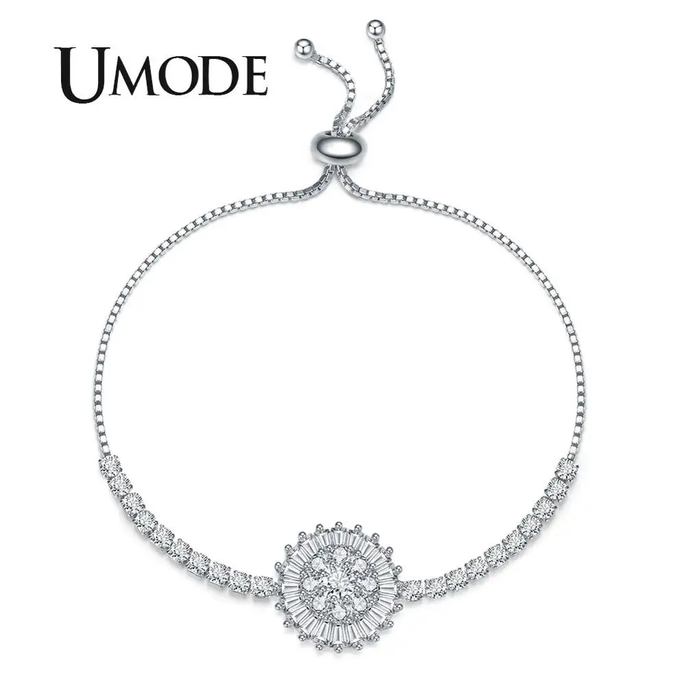 Женские теннисные браслеты UMODE круглые с фианитом и кристаллом кубического