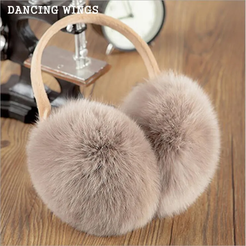 

Russian Winter 100% Natural Rex Rabbit Fur Earmuff Men Women Warm Fashion Earflap Plush Fluffy Ear Warm Muffs