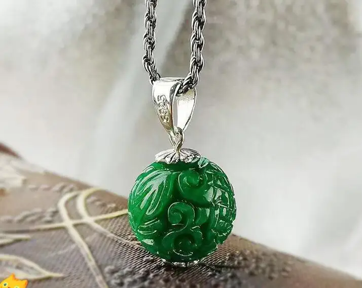 Женский кулон в виде цветка из серебра 2020 пробы с нефритом | Украшения и