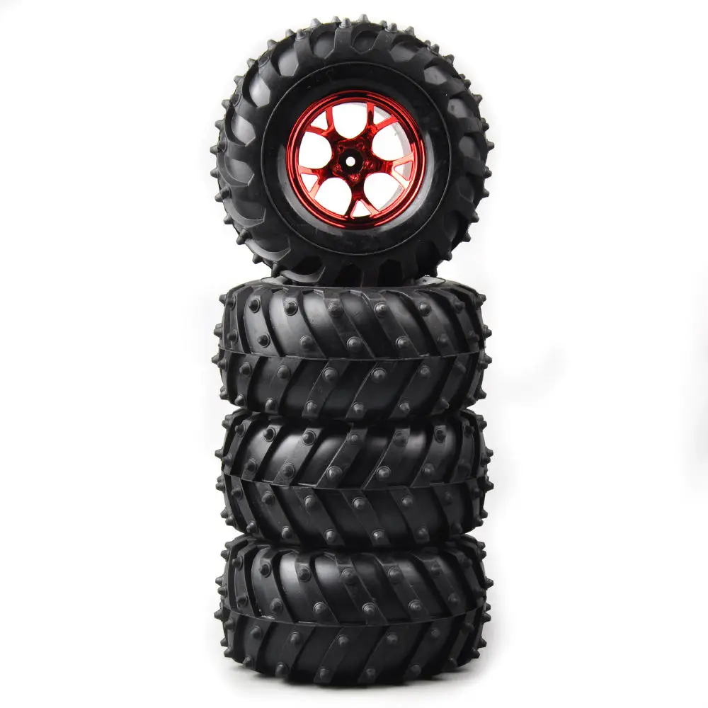 

RC 4Pcs/Set Rubber Tyre & Wheel Rim For HSP HPI 1/10 Bigfoot Monster Truck Car 12mm Hex