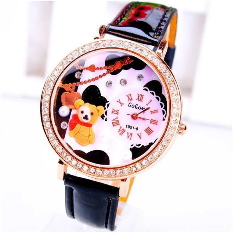 2020 Women Watches Fashion Bear Handmade POLYMER CLAY Pink Watch Femael Wristwatch Leather Relogio Feminino | Наручные часы