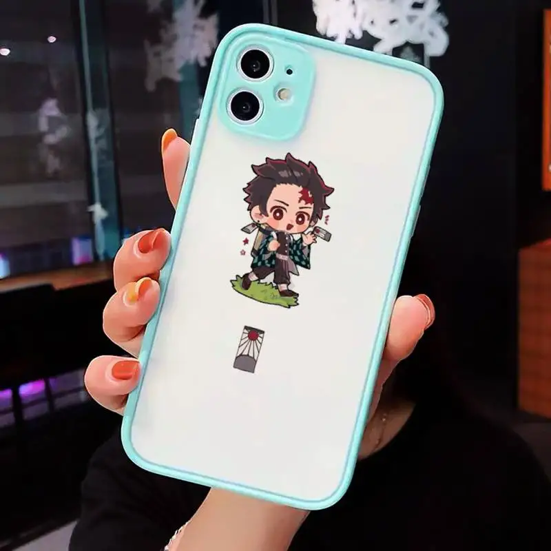 

Cute cartoon ghost slayer Phone Cases Matte For iPhone 12 Mini 11 Pro XR XS Max 7 8 Plus X Hard PC Back Cover