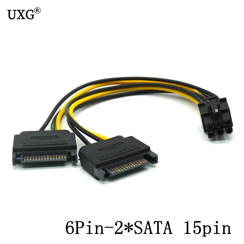 6 контактный разъем папа к двойному разъему SATA 15 переходник с двойным разъемом PCI E