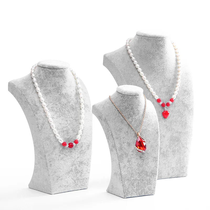 Ледяной серый вельветовый ожерелье/подвеска демонстрация ювелирных изделий