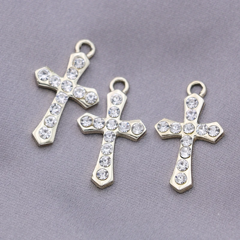 

5PCS Gold Color Crystal Cross Charms Pendant for Jewelry Making Bracelet Earrings Women's Fashion Necklace DIY Accessories Craft