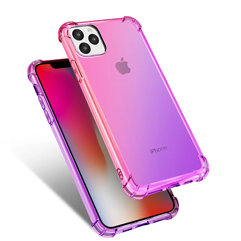 Силиконовая, в цветах радуги чехол для iPhone 11 Pro градиентный Прозрачный чехол для iPhone 11 Pro Max мягкий TPU чехол Coque Shell для iPhone 11 Funda