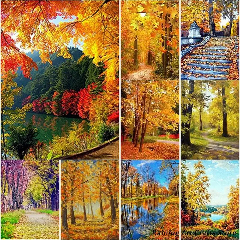 

Full Square Round Drill 5D Diy Diamond Painting Autumn Maple Leaves Embroidery Cross Stitch Kits Mosaic Pictures Home Decoration