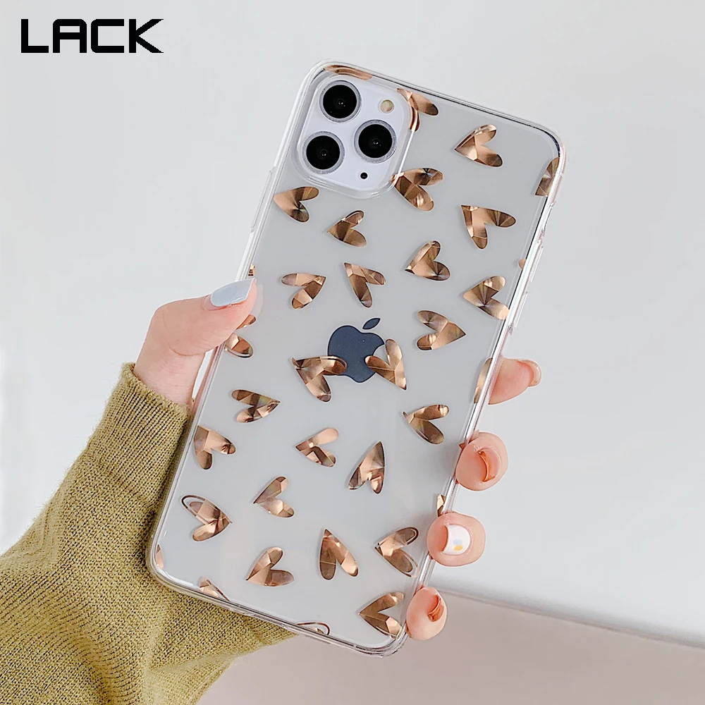 Чехол для телефона LACK с золотым покрытием и милыми сердечками iphone 11 11pro Max XR X XS 8 7