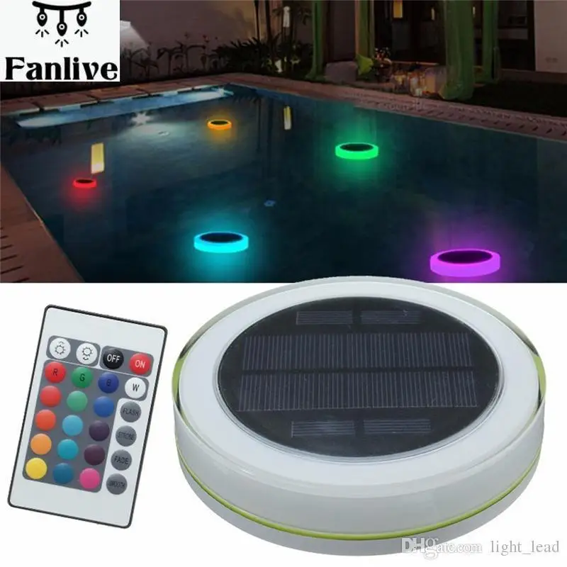 للبيع 4 قطعة RGB LED مصباح إضاءة حمام سباحة يعمل تحت الماء IP68 للماء الطاقة الشمسية مصباح طاقة مع 24 مفتاح تحكم عن بعد إضاءة المشهد