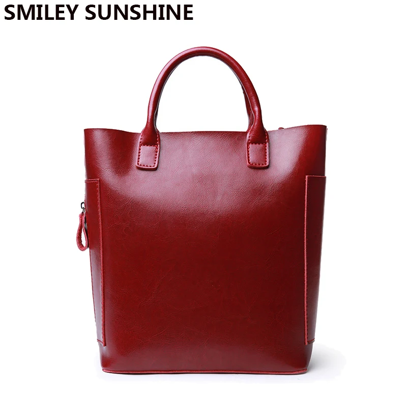 Бренд SMILEY SUNSHINE, женская сумка из натуральной кожи, красная винтажная сумка через плечо, дизайнерская сумка для покупок, женская сумка на плечо