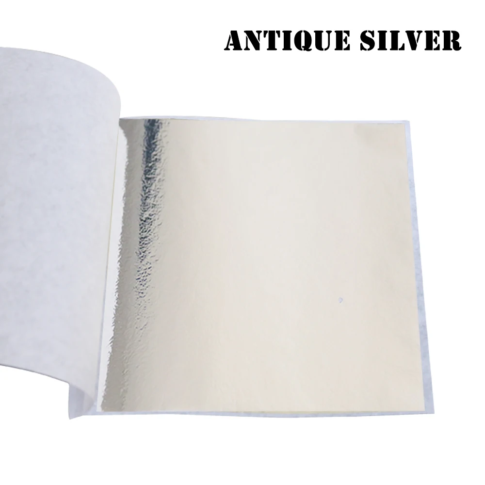 Antique Silver Имитация листов золотого листа фольга бумага 10 шт. 8X8,5 см для художественных ремесел статуя украшения ногтей красочный золотой лист фольга бумага позолота - Цвет: Antique Silver