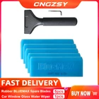 Запасные лезвия BLUEMAX из каучуковой резины США, 5 шт., с 1 ручкой из сплава, стеклоочиститель для воды, скребок для льда, автомобильный инструмент для заточки снега B02