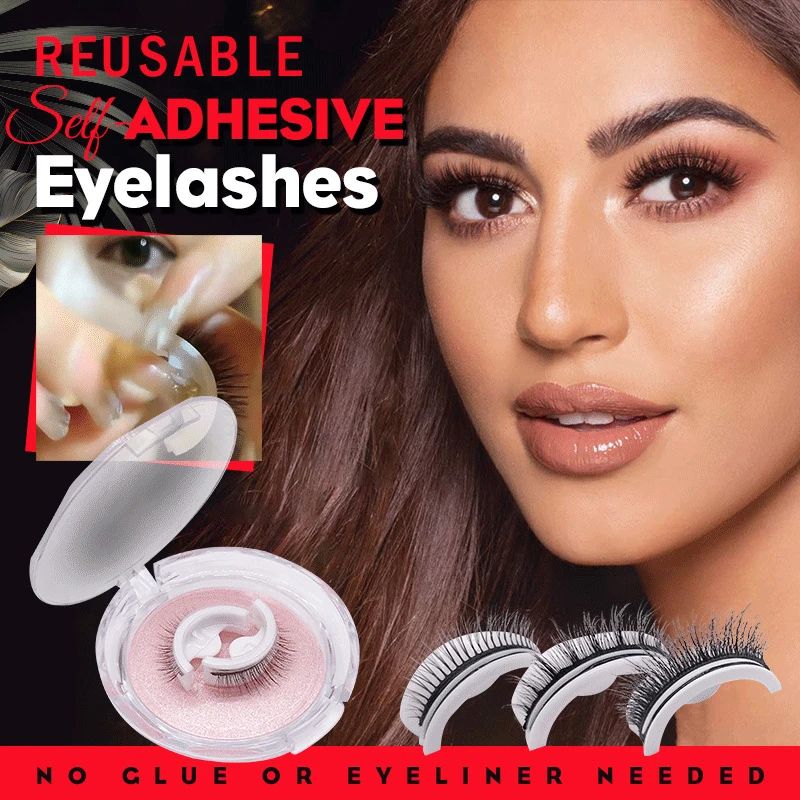 

1Pair 3D Faux Mink Hair False Eyelashes Self-adhesive reusable False to Wear Faux Lashes Extension Curly Thick Wispy Eyelash wit