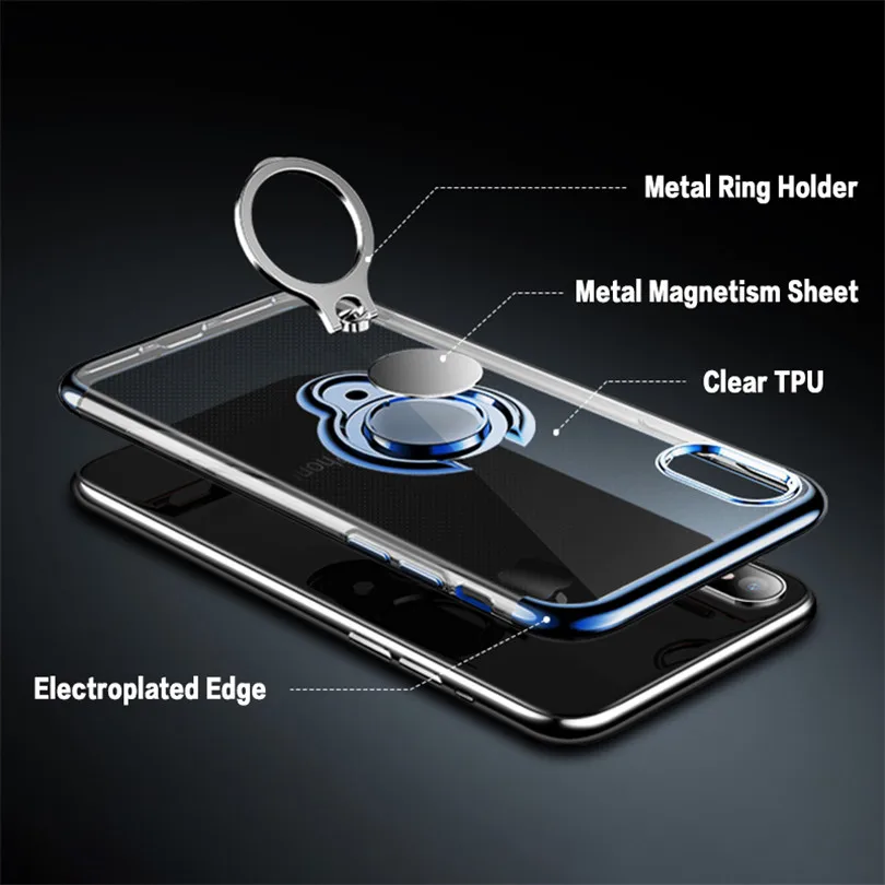 Case For iphone 12 11 13 Pro XS MAX XR iphone X Magnet Holder Clear Soft Silicon Cover Coque For iPhone7 8 6s plus Phone Cases