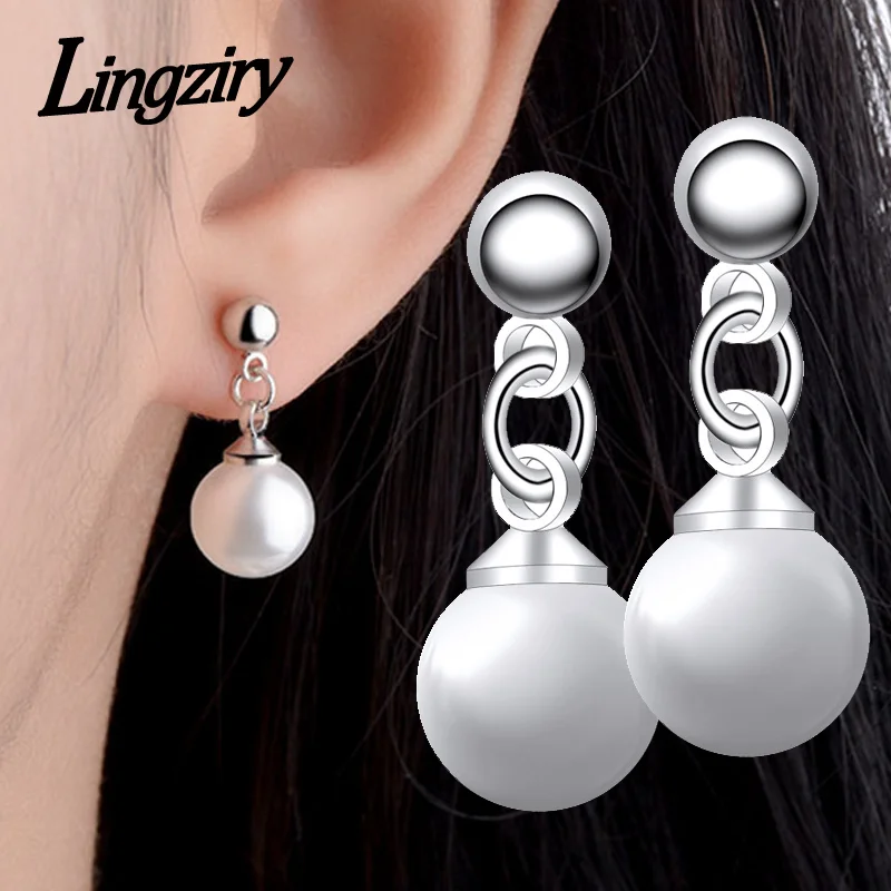 

Luxury 925 Sterling Silver Created Moissanite Gemstone Diamonds White Gold Pearl Earrings Fine Jewelry Wholesale