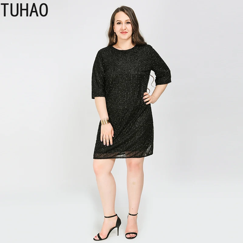 Женские платья для мам TUHAO повседневные яркие свободные черного цвета офиса