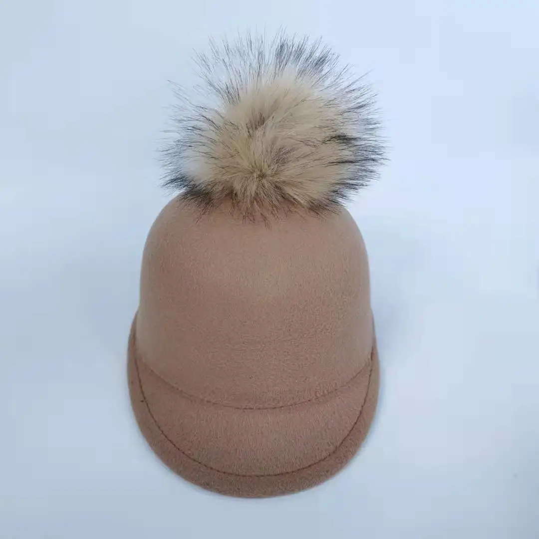 CAMEL Модная детская бейсболка, кепка, s, новинка, изогнутая бейсболка, кепка для детей, для мальчиков и девочек, искусственный мех, помпон, шапка - Цвет: CAMEL
