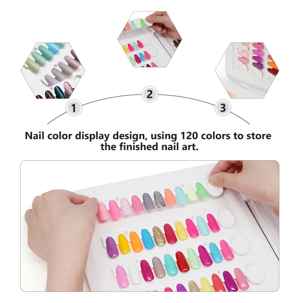 

1Pc 120-color Nail Color Board Sample Plate Canned Nail Color Board (White)