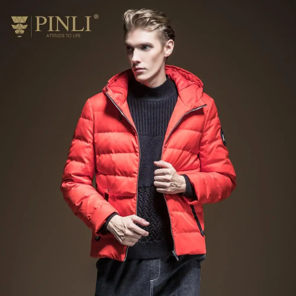 Pinli зимняя куртка с капюшоном для мужчин белая однотонная модная повседневная
