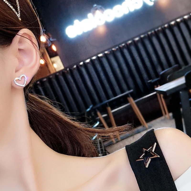 Корейские ювелирные изделия полые серьги с геометрическим узором в виде сердца