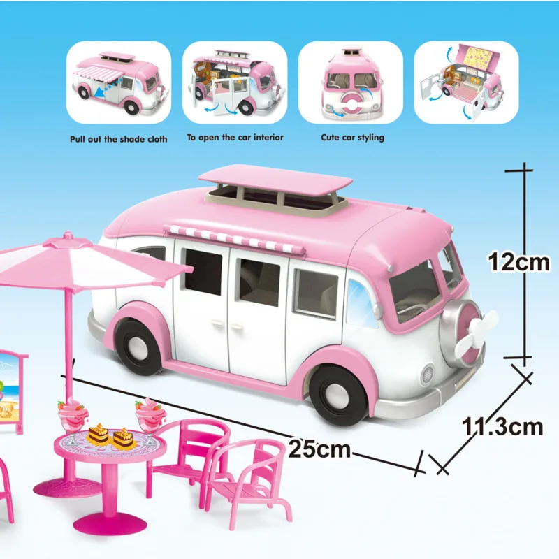 

Creative Motorhome Kawaii Camping Car Toys Mini Dollhouse Funiture Accessories Vehicle Toys Christmas Gifts For Children