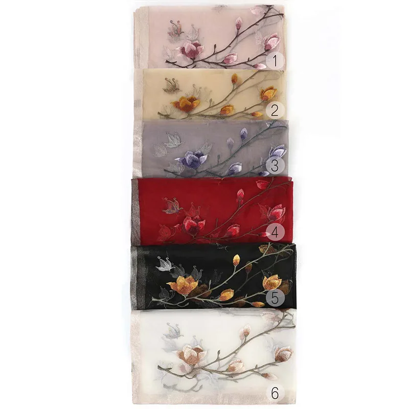 Новинка 2020 однотонный шарф с вышивкой женский многофункциональный шерстяной из