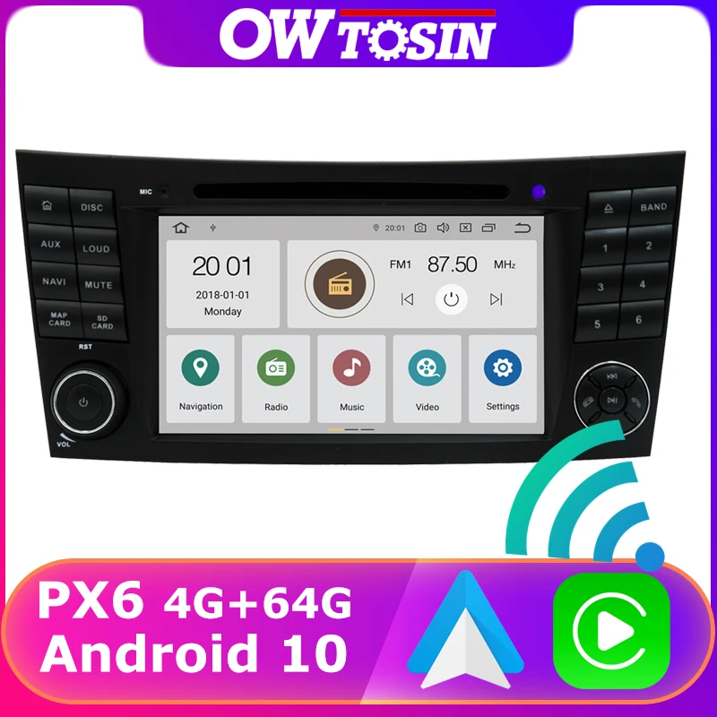 Автомагнитола на Android 10 DVD медиа радио GPS PX6 4 + 64 ГБ для Mercedes Benz E G CLK CLS Class W209 W211 W219 W463
