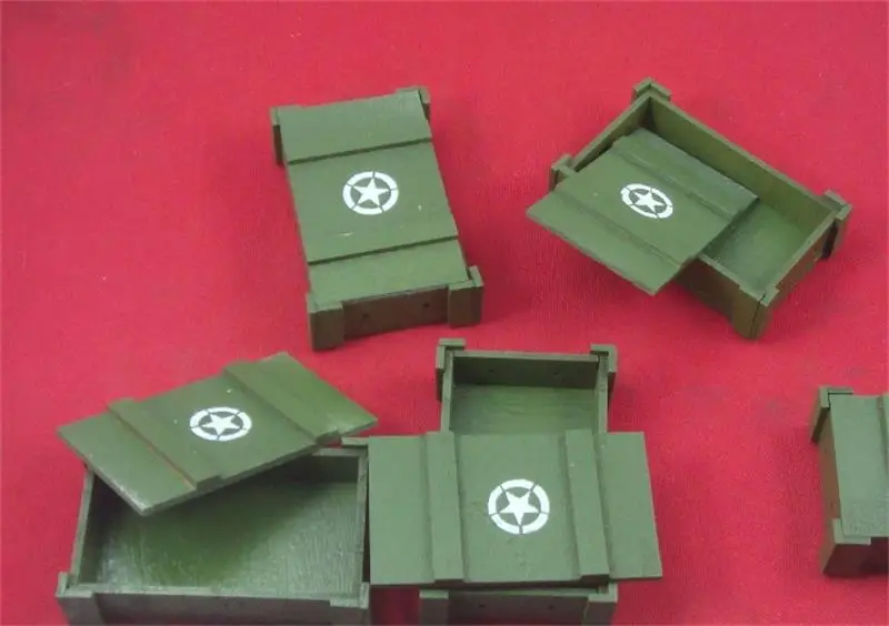 Caja de balas militar de madera, modelo de patrón de Color verde militar para muñeca corporal, componente de escena, 1/6