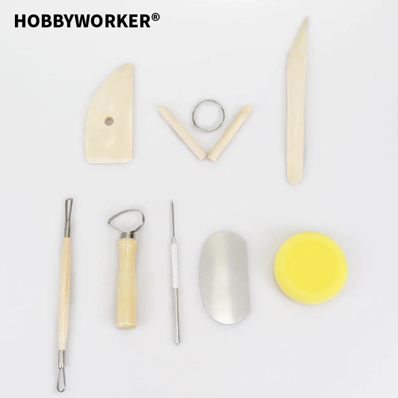 

Деревянная Полимерная глина для моделирования Hobbyworker, набор инструментов для лепки, сглаживания, воска, резьбы, керамики, «сделай сам», глин...