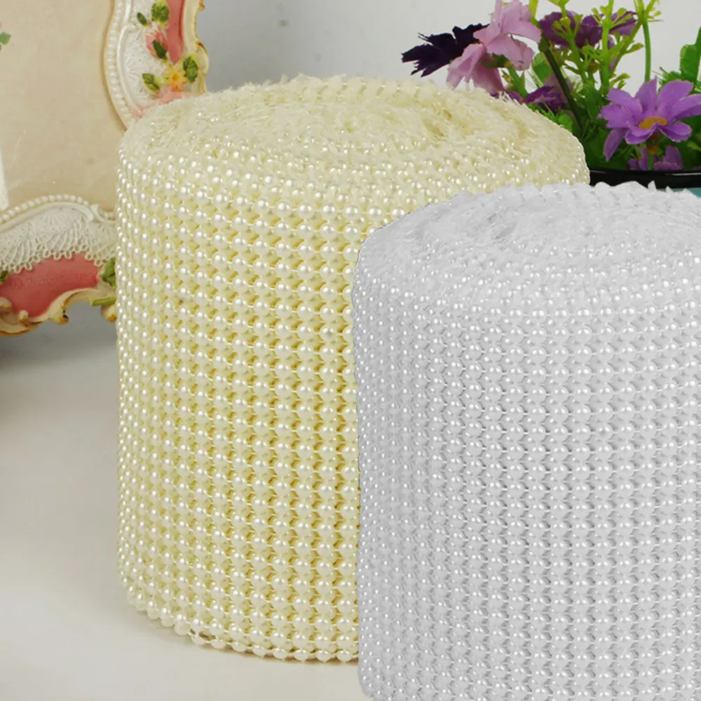 

1 Yard DIY White Color Pearl Diamond Plastic Mesh Wraps Wedding Bridal Birthday Party Decorations Accessory