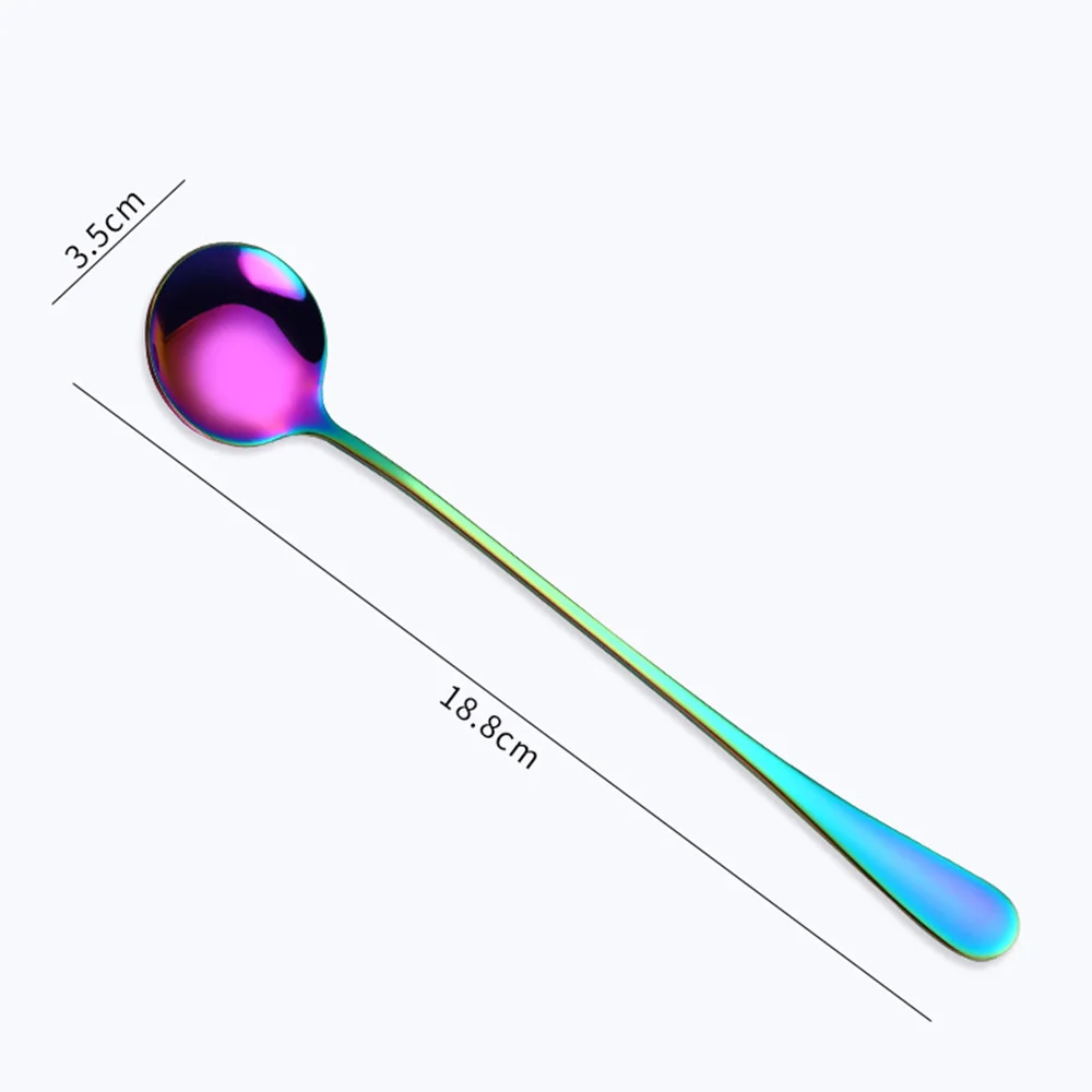 

6 Pcs/Set Stainless Steel Soup Spoons Long Handle Mixing Ice Cream Stirring Spoon Dessert Tea Coffee Tableware Kitchen Supplies