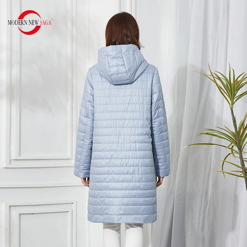 MODERN NEW SAGA Women Coat Autumn Quilted Coat Cotton Padded Jacket Parka Women Winter Long Puffer Jacket Hooded Female Coats