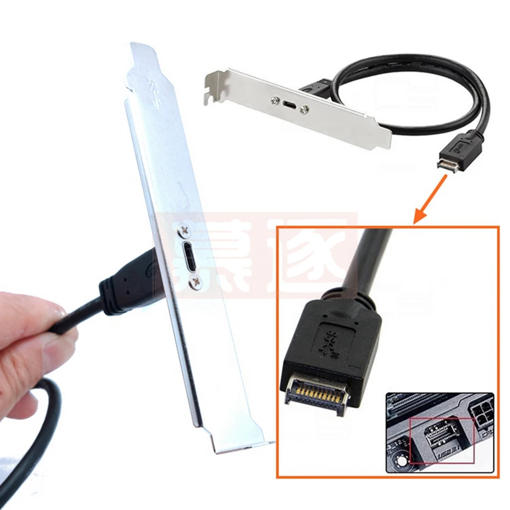 Фото 0,4 M USB 3,1 Разъем передней панели zu USB-C Typ-C Weibliche Verlängerung Kabel 40 см с панель Mon Voi schraube 40 см №5