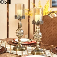luxury american crystal candle stand glass table gold candle holders wedding room hotel metal candelabros dining table decor
