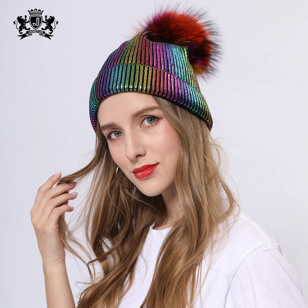 2020 зимние женские шапки из меха енота новинка шапки Толстая теплая шапочка шапочки модная шапка для отдыха съемный мех для улицы для верхов...