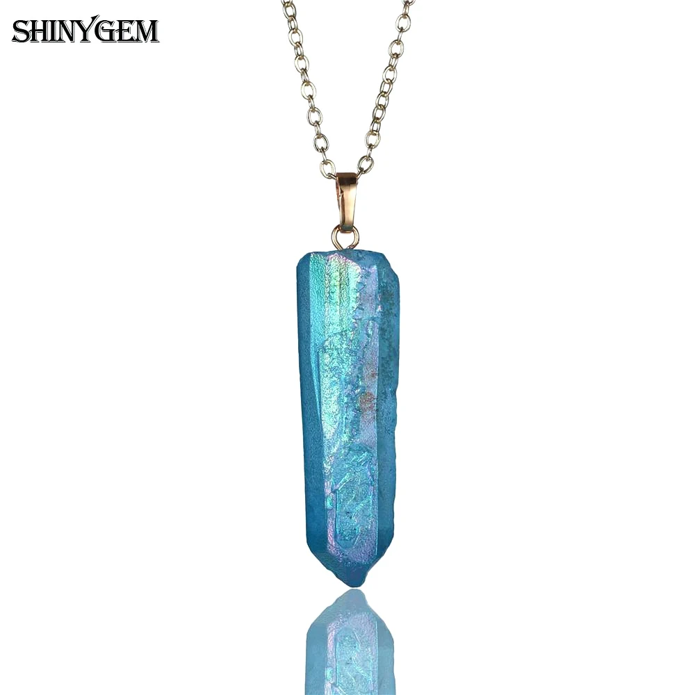 Ожерелья подвески ShinyGem 5 шт. с необычным натуральным кристаллом радужная чакра