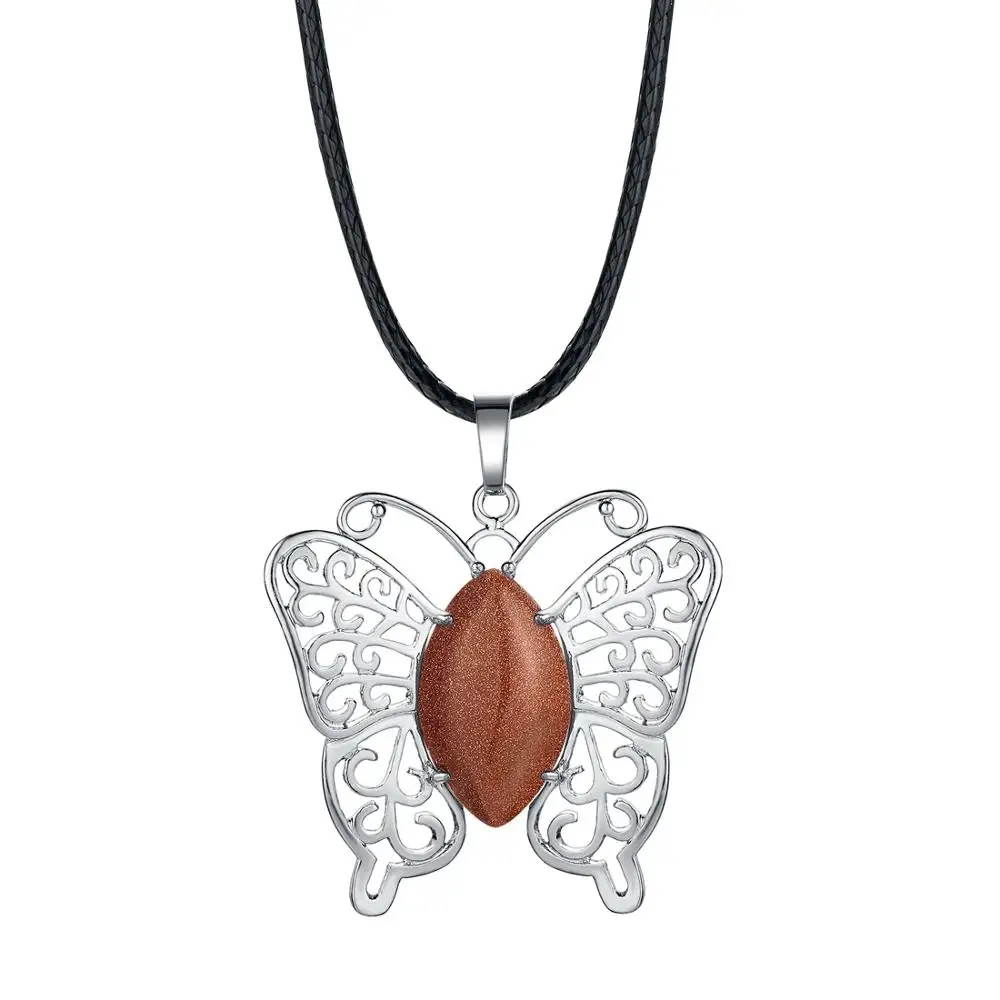 ASHMITA ожерелье с подвеской бабочкой из натурального камня Длинная цепочка для