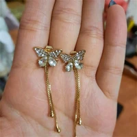 new fashion butterfly tassel drop earrings for women vintage jewelry modern party wedding bridal accessories trendy ear studs