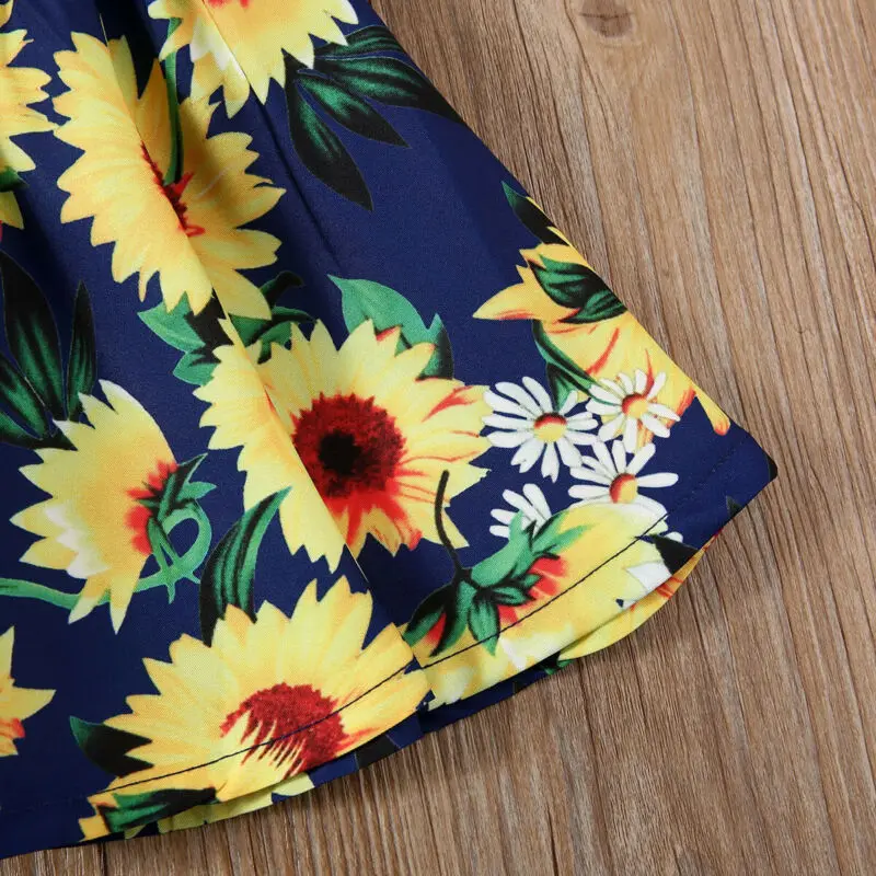 

Toddler Baby Girls Sun Flower Clothes Sleeveless Tops Mini Skirt Outfit Set